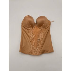 Gassandra Intimates Bustier Women's Size 34C‎ Tan Caress Too Floral Stretched